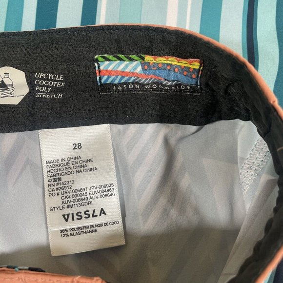 VISSLA Jason Woodside Board Shorts Swim Trunks 28 Stretch Blue White Striped Dot - Picture 9 of 9